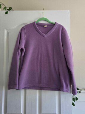 L.L.Bean Lavender Fleece V-Neck Pullover Large